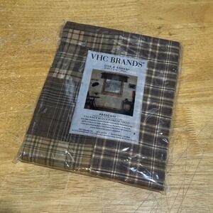 Prescott Patchwork Brown Check VALANCE 16x72 VHC BRANDS COUNTRY Rustic Log Cabin